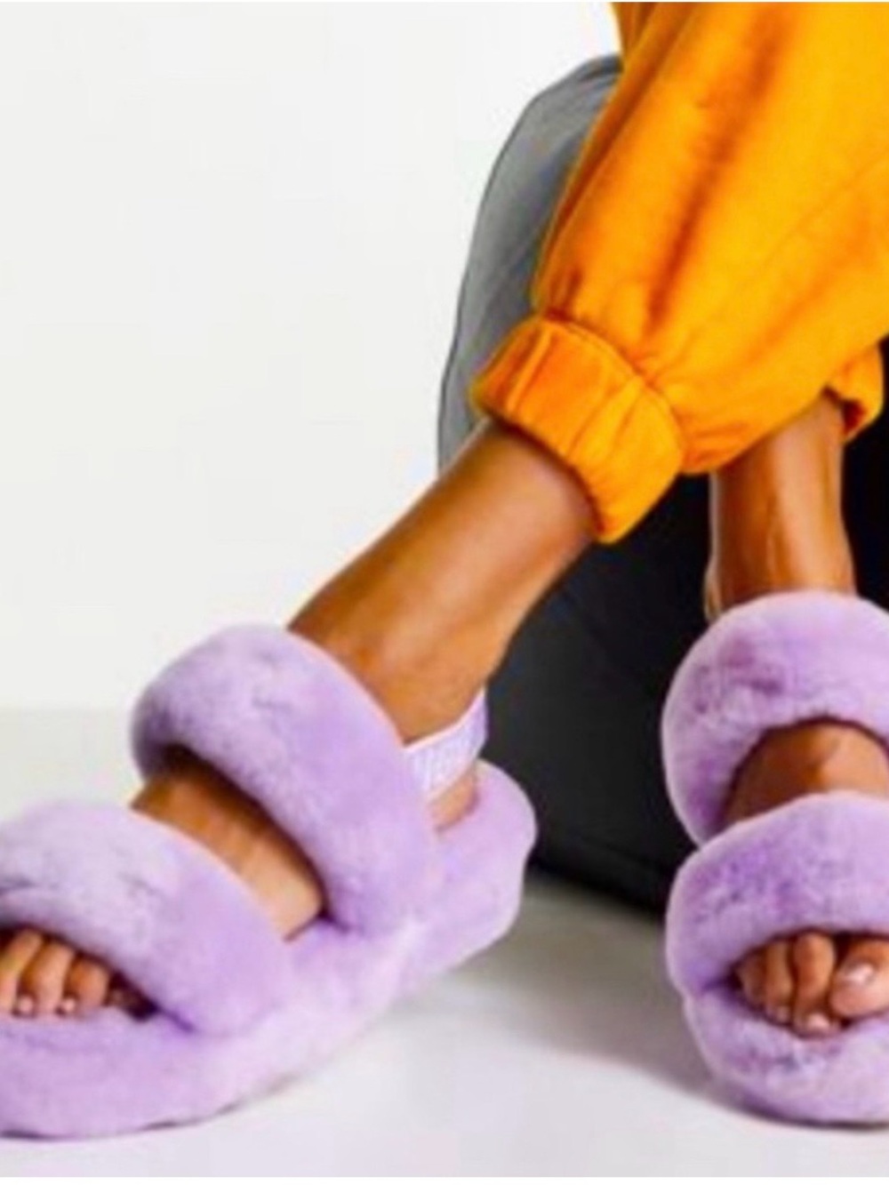 Ugg Oh Yeah Sandal Lilac Bloom Size 10 Lamb Fur